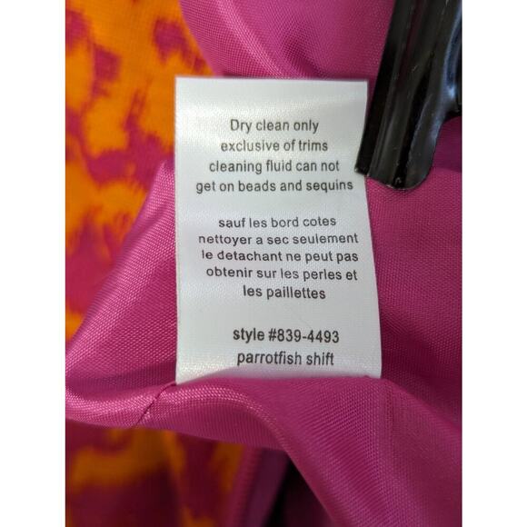 NANETTE LEPORE! SILK & LINEN! FUSCHIA PINK, ORANGE SEQUINNED, RUFFLE DRESS!SZ 8 - Picture 7 of 8